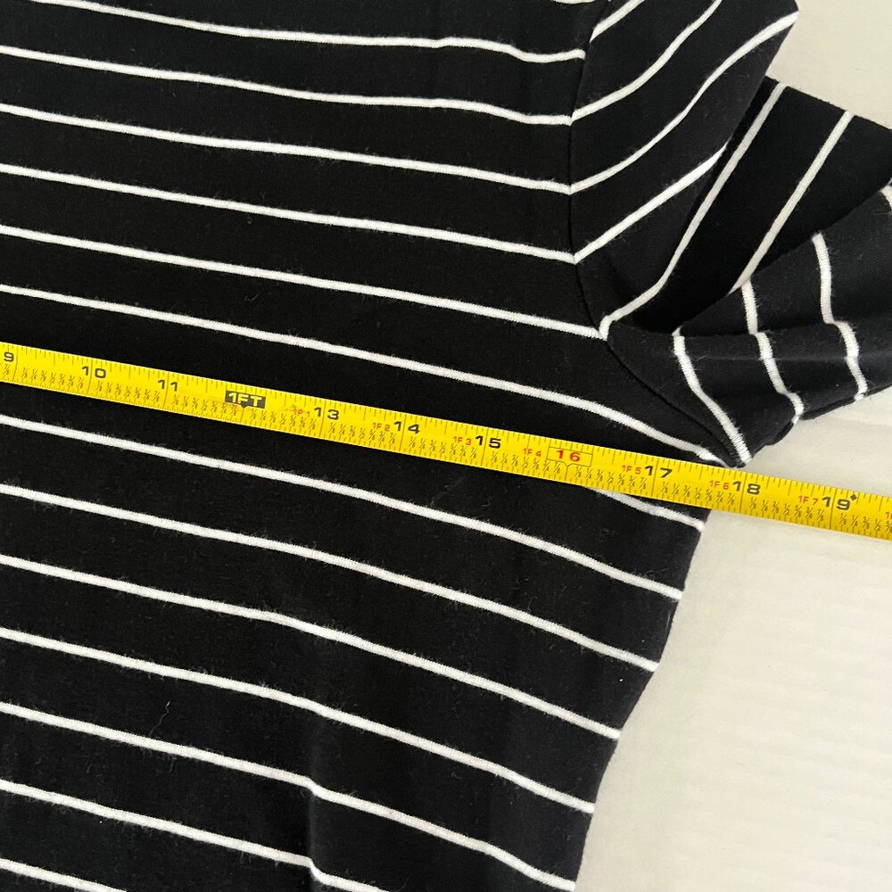 Lauren Ralph Lauren Sz M Black Striped Stretch‎ Cotton Boatneck Pullover Blouse - Picture 6 of 9